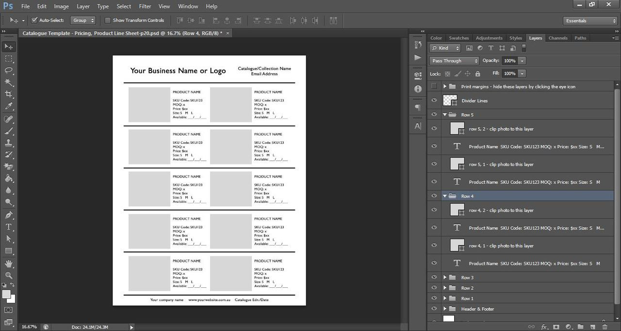catalogue template for wholesale or retail photoshop template fully customisable instant download
