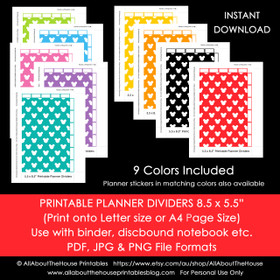 Planner Dividers Mickey Inspired Half Size Tabbed A5 Junior Arc Printable Binder Covers & tabs - Instant Download