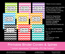 EDITABLE Rainbow Chevron Binder Covers