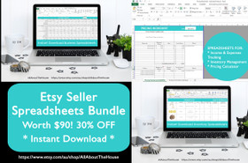 Etsy Shop Seller Spreadsheets Bundle (Use in Excel or Google Docs)