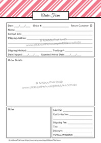 EDITABLE Order Form Template - Diagonal Stripe -Pink 2 - INSTANT DOWNLOAD