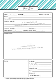 EDITABLE Order Form Template - Diagonal Stripe - Blue 3 - INSTANT DOWNLOAD