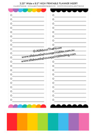 FREE Printable list Planner Insert - Rainbow