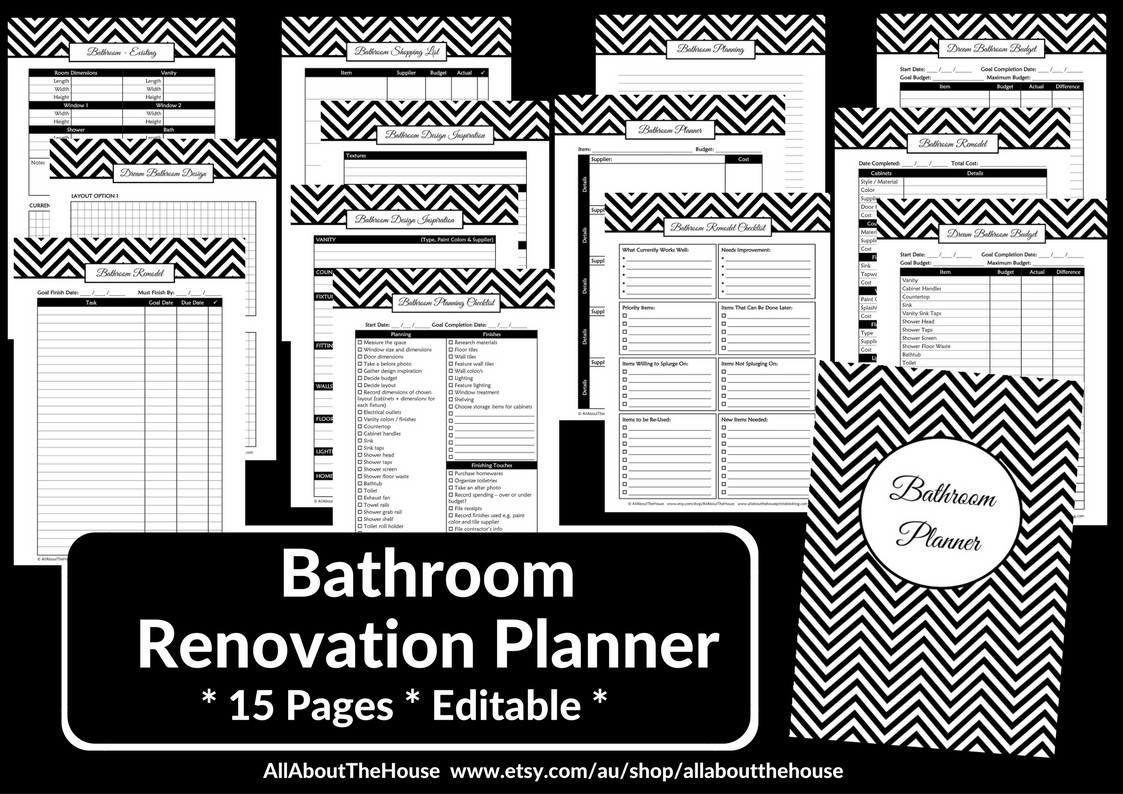 Bathroom Renovation Planner Printables Editable Instant Download All About Planners