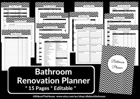 Bathroom Renovation Planner Printables - Editable - Instant Download