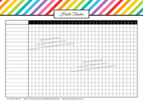 Habit Tracker - Rainbow Stripes - Monthly - Editable