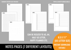 Notes Kit Printables - Black