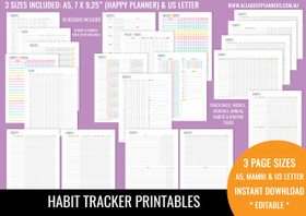 Habit Tracker Printables - Rainbow