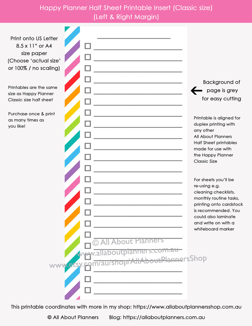 Mambi Half Sheet Printable Planner Inserts For The Classic Happy
