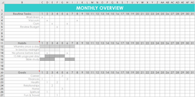 Monthly Overview Spreadsheet (for Excel, numbers or Google Sheets)