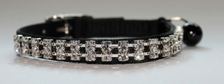 Cat Collar/Black Nylon/2 Row Austrian Crystal