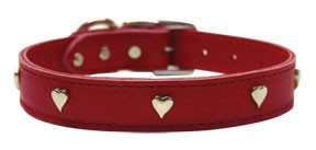 Leather Dog Collars w/Silver Hearts