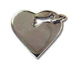 Sterling Silver Heart with Bone Cutout Pet ID Tag