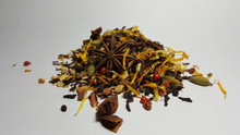 Christmas Spice Herbal Tea - This naturally caffeine-free tea is a scented blend of citrus fruit, elderberries, hibiscus blossoms and warming spices. This herbal tea is both comforting and soothing. With the cold and chill of winter on its way, the time has come to stock up on warm and cozy things like blankets, candles, and Maus' Christmas Spice Herbal Tea