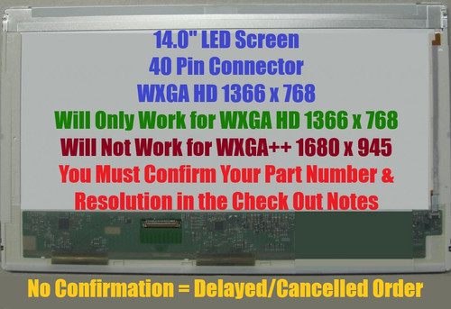 Hp Compaq 608149-001 Replacement LAPTOP LCD Screen 14.0" WXGA HD LED DIODE