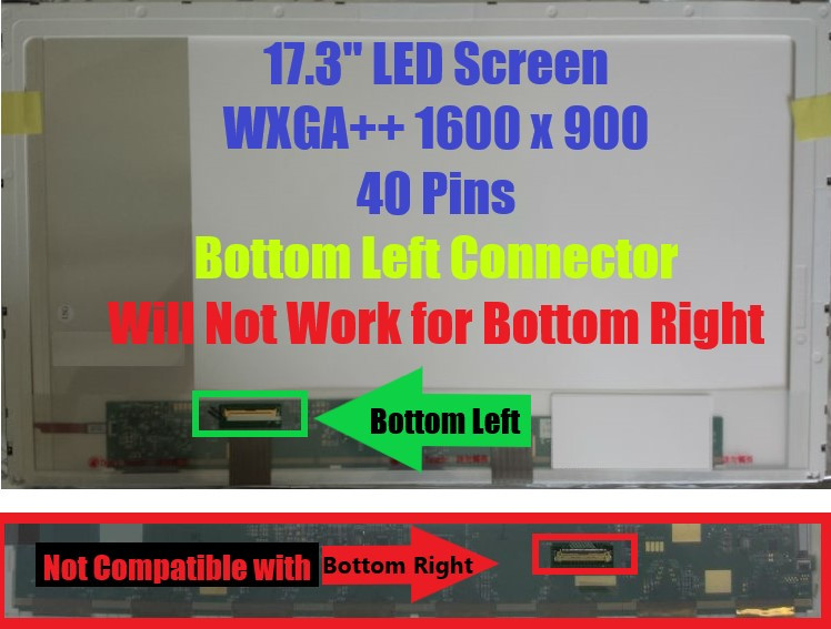 HP PAVILION DV7-4177NR Laptop Screen 17.3 LED BOTTOM LEFT WXGA+ 1600x900