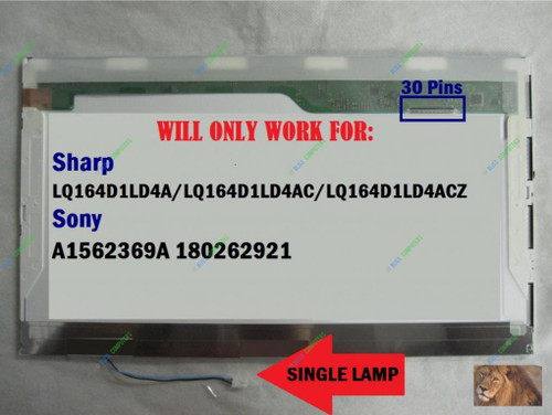 Sharp Sharp LQ164D1LD4A Laptop Screen 16.4 WXGA++ 1600*900 CCFL