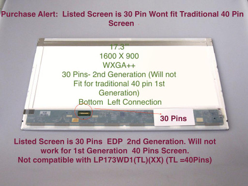 Lg Philips Lp173wd1(tp)(e1) Replacement LAPTOP LCD Screen 17.3" WXGA++ LED DIODE (Substitute Only. Not a ) (LP173WD1-TPE1)