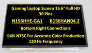 120HZ FHD IPS 15.6" Laptop LCD SCREEN B156HAN04.2 N156HCE-GA2 72%NTSC edp 30pin