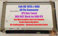 15.6" LCD Screen For Lenovo FRU: 00UR885 00UR886 SD10L82810 1920X1080 Display