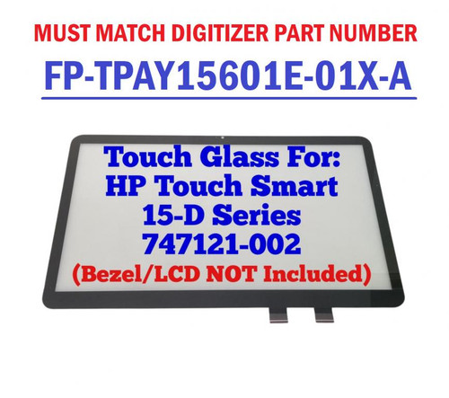 HP 747114-001 TouchSmart Touch Screen Glass Digitizer Assembly 15.6"