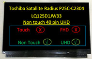 12.5"4K LCD screen LQ125D1JW33 FOR Toshiba Satellite Radius 12 3840X2160