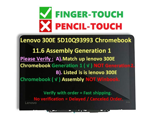 11.6'' HD Touch Screen Digitizer Assembly For Lenovo Chromebook 300e 5D10Q93993