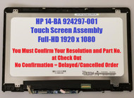 14.0" FHD 1920x1080 LCD Panel Replacement LED Screen Display with Touch Digitizer and Bezel Frame Assembly for HP Pavilion X360 Convertible 14-BA074TX 14-BA075TX 14-BA076TX P/N: 924297-00
