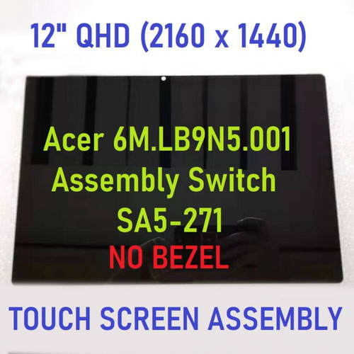 12" Acer Aspire Switch Alpha 12 N16p3 2160x1440 LCD Display Touch Glass Assembly