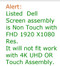 FHD Dell XPS 13 9350 DJCP6 P2HPR 13.3" Screen Assembly (Non TOUCH)