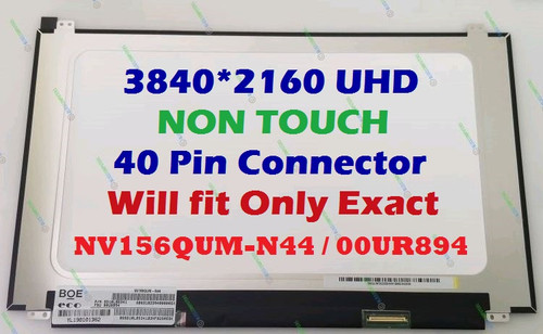 15.6" UHD 4K 3840 x 2160 IPS Non-Touch LCD Display LED Screen for Lenovo ThinkPad T580 P52S FRU: 00UR894