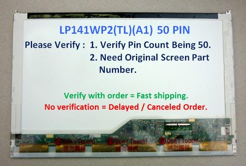 Dell Precision M2400 B141pw04 V.0 50 Pin Replacement LAPTOP LCD Screen 14.1" WXGA+ LED DIODE (WILL WORK FOR AND LISTED PART NUMBER ONLY.)