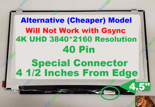 BLISSCOMPUTERS New Replacement 15.6" UHD 4K (3840x2160) LCD Screen IPS LED Display B156ZAN02.3 (Non Touch) 40 pins