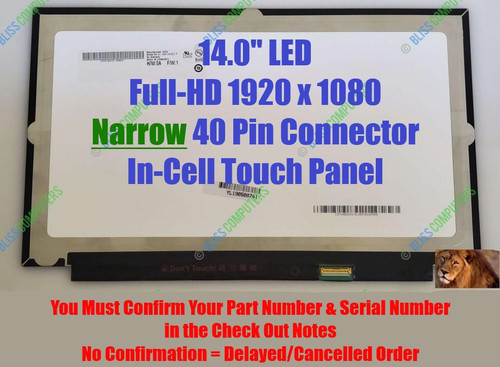 14.0" LED LCD Touch Digitizer Screen B140HAK02.3 eDP 40 Pin Lenovo 01ER483 FHD 1920x1080