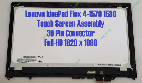 BLISSCOMPUTERS New Replacement 15.6" FHD (1920x1080) LCD Screen LED Display + Touch Digitizer + Bezel Frame Assembly for Lenovo Ideapad Flex 4-15 4-1570 4-1580 80SB 80VE 5D10L46026