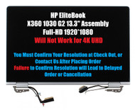 BLISSCOMPUTERS 13.3'' FHD LED LCD Display Touch Screen Assembly for HP EliteBook x360 1030 G2 917927-001 (1920x1080)