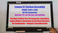 BLISSCOMPUTERS 14.0" WQHD 2560x1440 IPS LCD Panel LED Touch Screen with Bezel Assembly for Lenovo Thinkpad X1 Carbon 3rd Gen. FRU: 00HN833 04X5488
