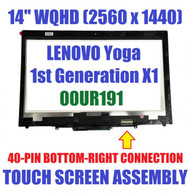 LCD Touch Screen REPLACEMENT Lenovo ThinkPad X1 Yoga 1st Gen 00UR190 00UR191 00UR192 IPS LED Display Digitizer Assembly WQHD 3K 2560X1440 14.0" Bezel Touch Control Board