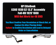 BLISSCOMPUTERS 13.3'' 1920x1080 FHD LED LCD Display Touch Screen Replacement Full Assembly for HP EliteBook x360 1030 G2