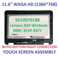 Lenovo N24 300e Winbook 5D10S70188 11.6" LCD Touch Screen Digitizer Assembly Bezel