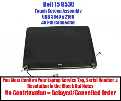 Dell XPS 15 9530 M3800 15.6" 4K Uhd LCD Touchscreen Complete Assembly YG20X