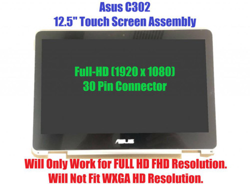 New REPLACEMENT 12.5" FHD 1920x1080 LCD Screen Touch Digitizer Assembly ASUS Chromebook Flip C302 C302CA