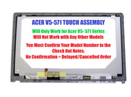 BLISSCOMPUTERS 15.6" 1366x768 Touch Glass Panel Digitizer Panel LCD Display Screen Assembly + Bezel for Acer Aspire V5-571 V5-571P-6866 V5-531