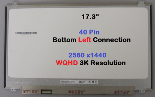 BLISSCOMPUTERS 17.3" 2560X1440 EDP40 3D 120HZ LED LCD Screen for B173QTN01.1 DP/N 0947X7