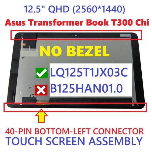 12.5" 2560x1440 QHD Touch Glass Panel Digitizer Panel LCD Display Screen Assembly Asus T300 Chi Transformer Book LQ125T1JX03C