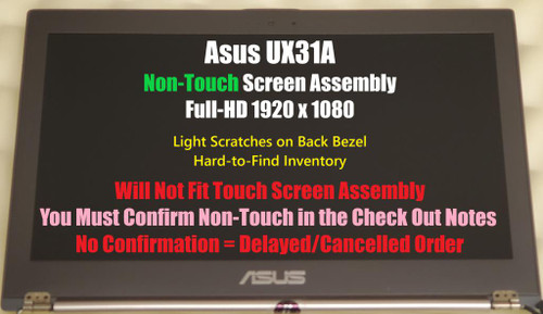 13.3" 1920x1080 Full Screen with LED LCD Display & Back Cover and Hinges ASUS ZENBOOK UX31A-BHI5N47 UX31A-BHI7N49 Non Touch