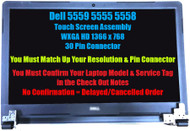 BLISSCOMPUTERS 15.6" 1366x768 Full Screen with LCD Screen & Touch Digitizer Panel & Back Cover and Hinges Replacement for Dell Inspiron i5558-2572BLK