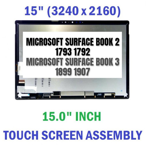 REPLACEMENT 15.0" 3240x2160 IPS LP150QD1-SPA1 LED LCD Display Touch Screen Digitizer Assembly Microsoft Surface Book 2 15 1793 1813 024742275254