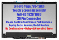 BLISSCOMPUTERS 12.5" LED LCD Screen + Touch Digitizer Assembly + Bezel with Touch Digitizer for Lenovo Yoga 720-12IKB (Max. Resolution:1920x1080)