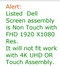 BLISSCOMPUTERS 13.3" Non-Touch 13.3" LCD/LED Display Full Screen Assembly for DELL XPS 13 9350 FHD (Only for 1920x1080 Non-Touch)